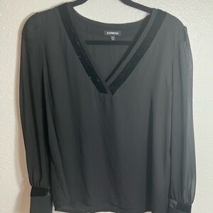 Express Elegant Black V-Neck Blouse Sz M